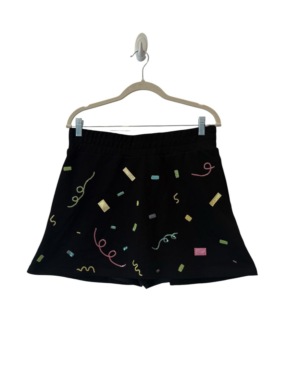 New Brianna Cannon Black Colorful Celebration Skirt/Skort Large $110 - Picture 6 of 13